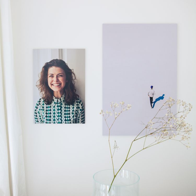 Photo canvas print mounted on wall