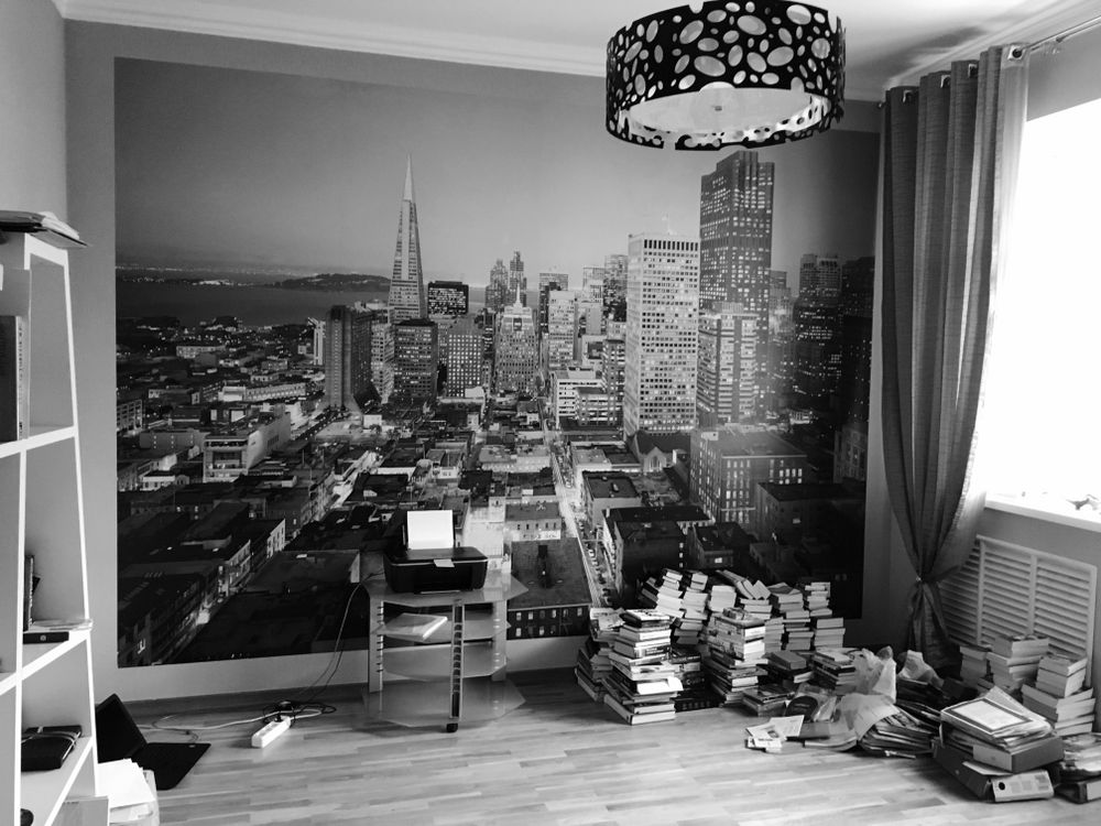 Interior wall graphics in commercial space