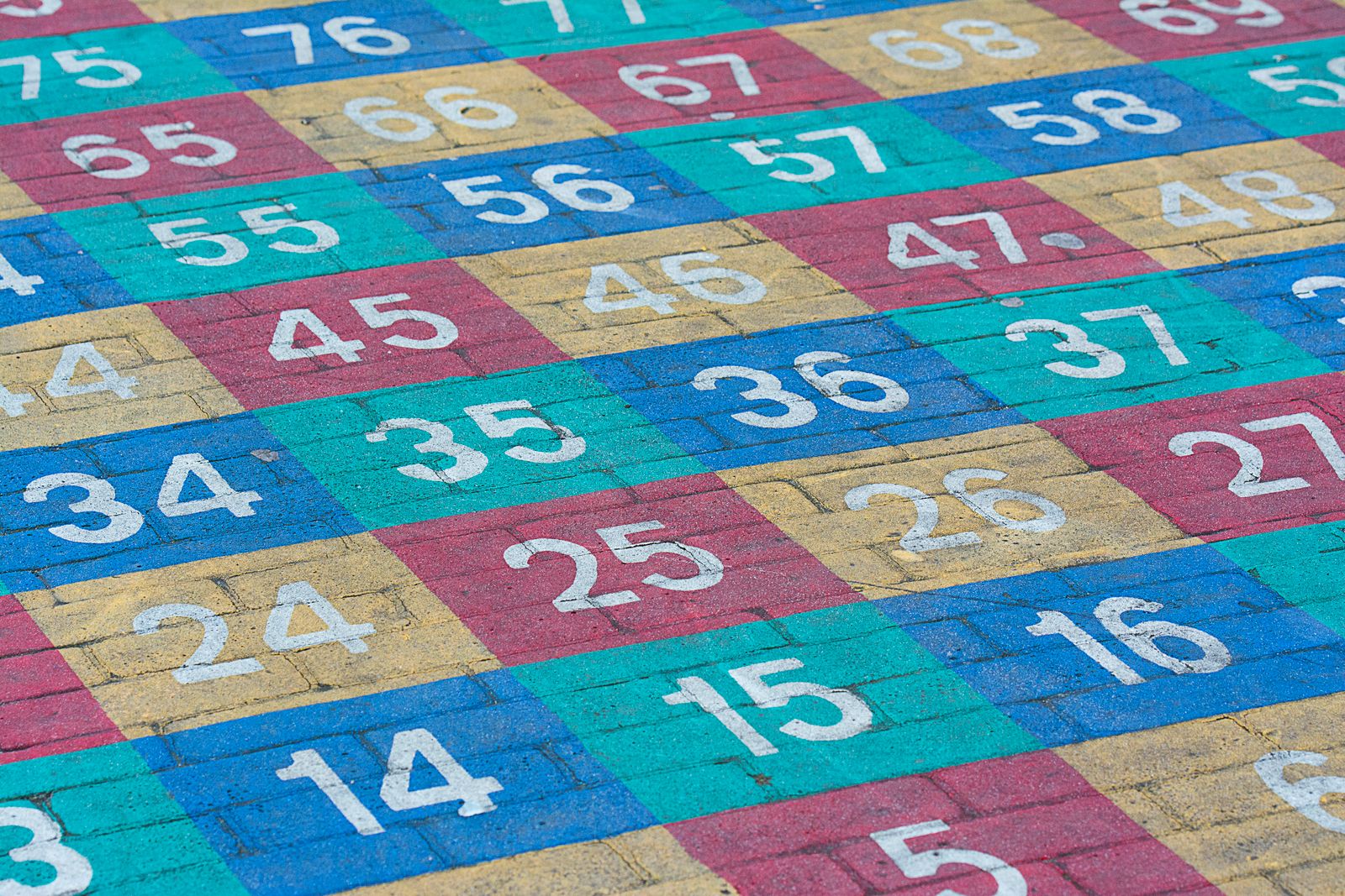 Vibrant numbered floor grid for early years learning
