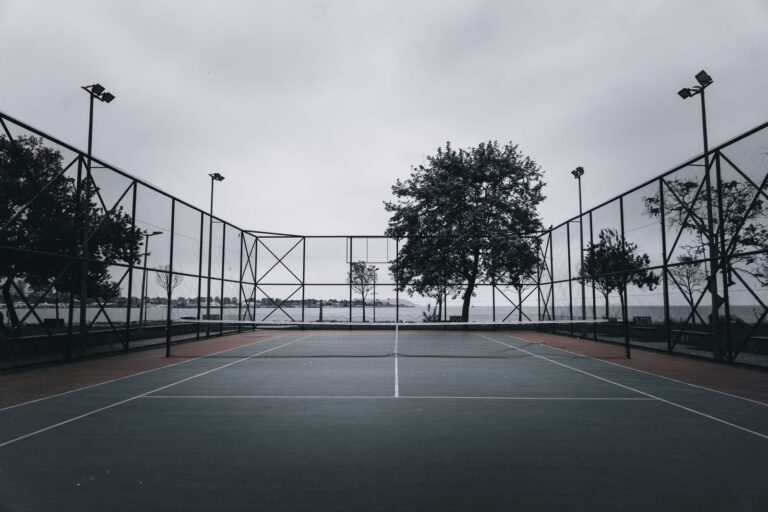 Tennis court on a cloudy day