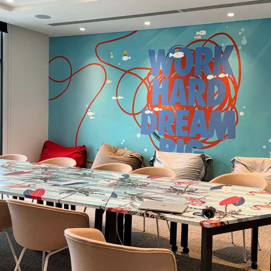Office interior wall mural graphic