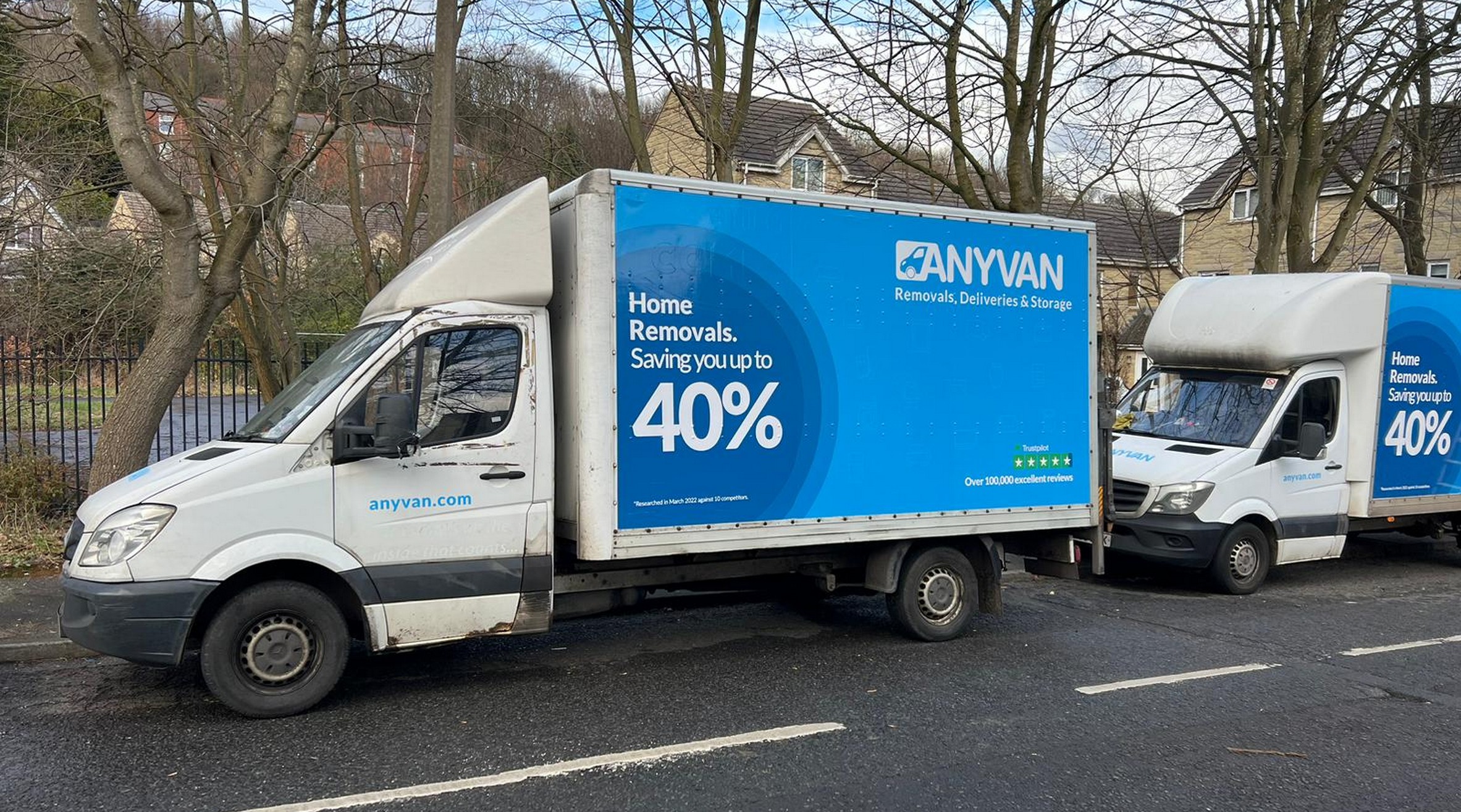 Two AnyVan removal trucks with full fleet livery graphics